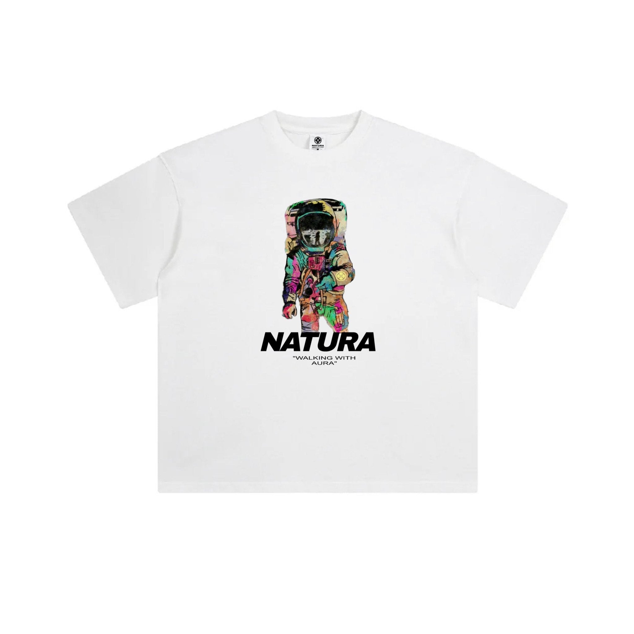 WALKING WITH AURA - DROP SHOULDER/BOXY T-SHIRT - NATURA